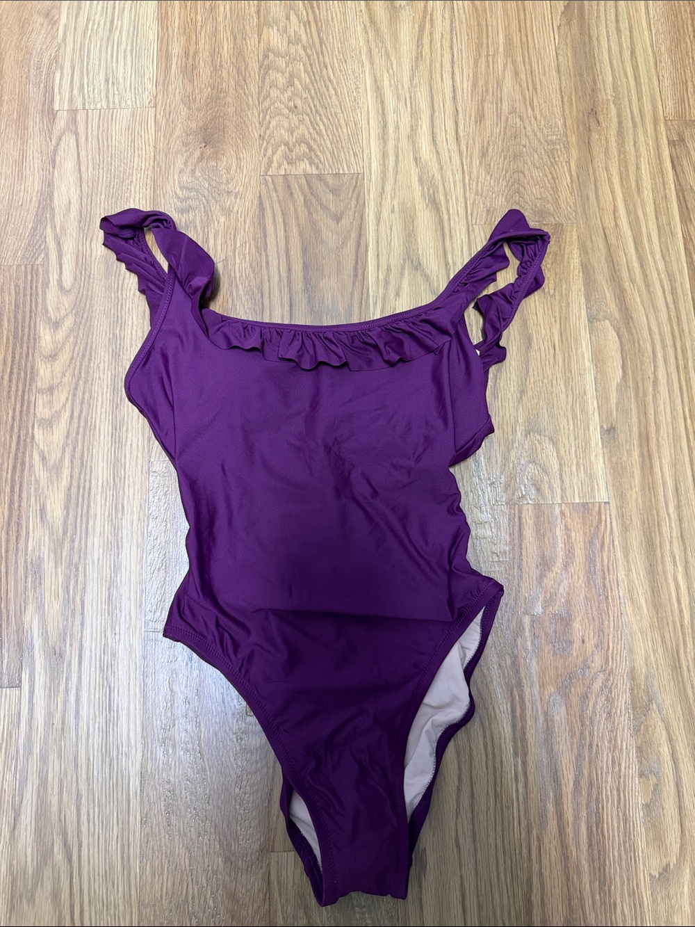 J. Crew Purple Ruffle-Trim One-Piece Swimsuit